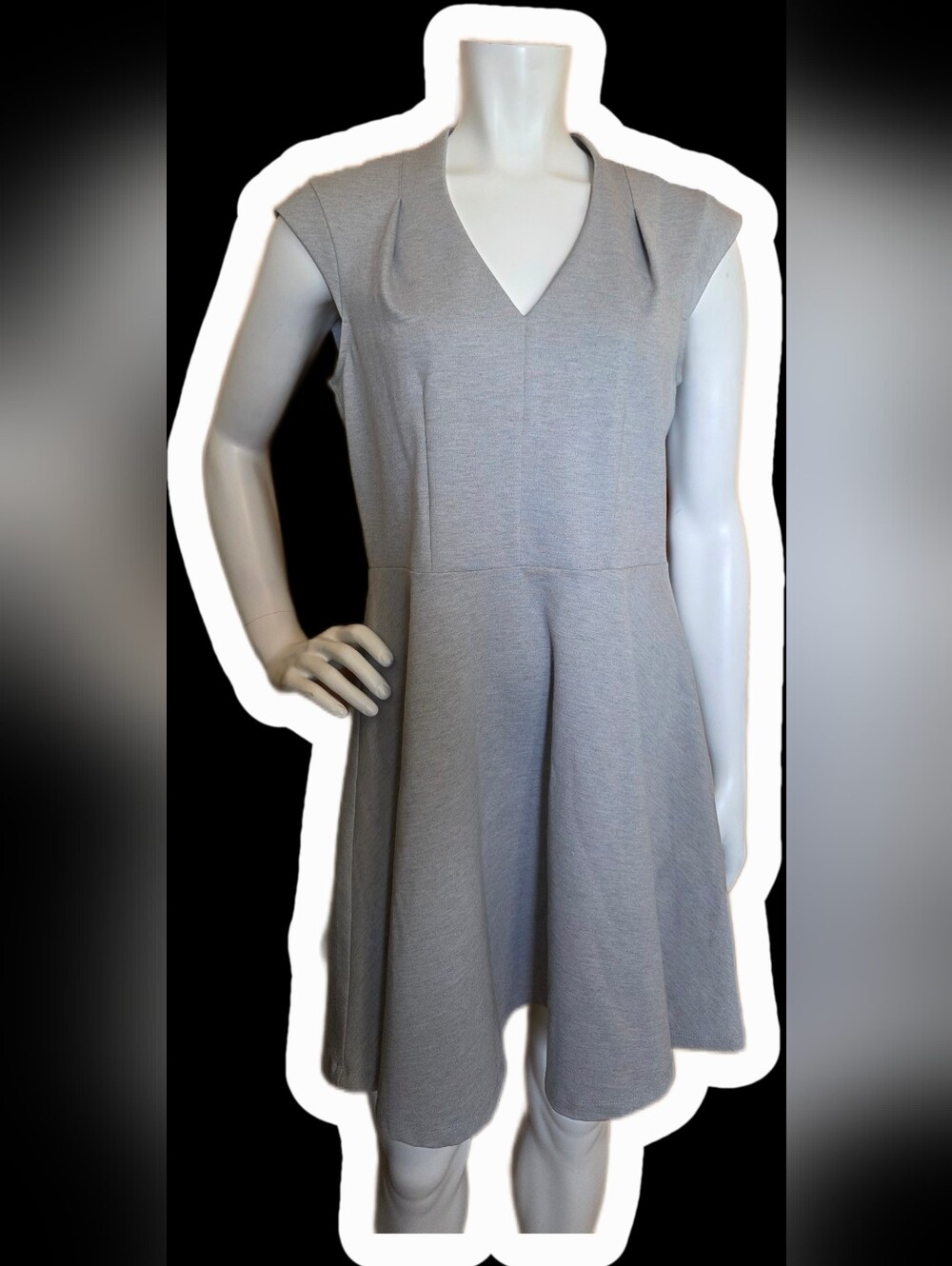 Smart Set Light Gray V-Neck Fit & Flare Dress